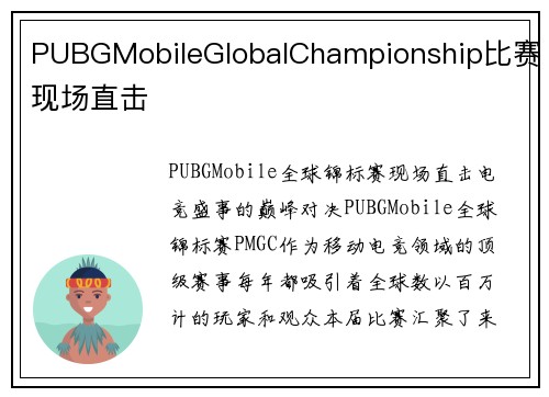 PUBGMobileGlobalChampionship比赛现场直击