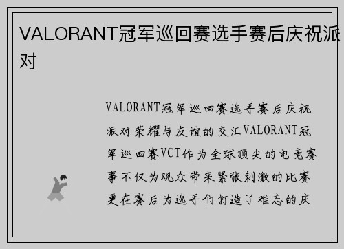 VALORANT冠军巡回赛选手赛后庆祝派对