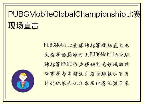 PUBGMobileGlobalChampionship比赛现场直击