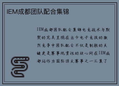 IEM成都团队配合集锦