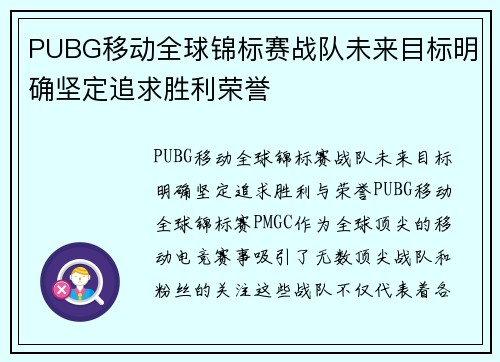 PUBG移动全球锦标赛战队未来目标明确坚定追求胜利荣誉