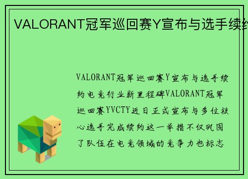 VALORANT冠军巡回赛Y宣布与选手续约