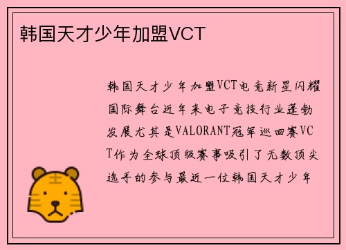 韩国天才少年加盟VCT